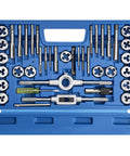 Anfrere 40-piece metric tap and die set in blue case with taps, dies, and thread wrench.