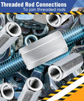 Five Pack 3/8-24 By 1-1/8 Inch Hex Coupling Nuts With Zinc Plated Finish For Threaded Rod Connections showcasing design