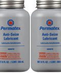 Two 8 oz bottles of Anti-Seize Lubricant With Brush Top For No-Fuss Install And Easy Take-Down Of Metal Parts Preventing Galling And Seizing.