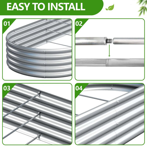 Easy assembly steps for 2-Pack 6x3x1ft Galvanized Metal Raised Garden Bed Kit for Outdoor Planter Box Vegetables Herbs Fruits Durable Rust Resistant Weatherproof Patio Garden Bed No Tools Required Easy Assembly