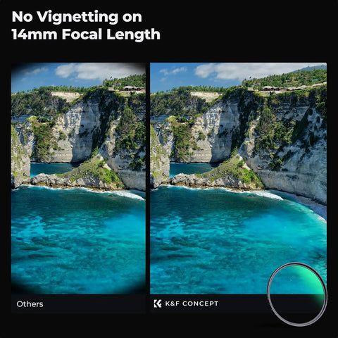 Comparison of images with and without Ultra Slim 82mm MC UV Filter With 28 Multi Layer Coatings, showing vignette-free clarity.