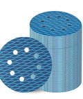 Stack of Sander Sandpaper 5 Inch 8 Hole Disc With Hook And Loop Pads 240 Grit For Wood And Metal 70 Pieces Blue Aluminum Oxide