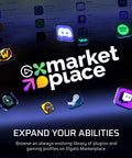 Elgato Marketplace logo with various app icons for plugins, enhancing Black Galleon 100 RGB Mechanical Wired Gaming Keyboard usability.