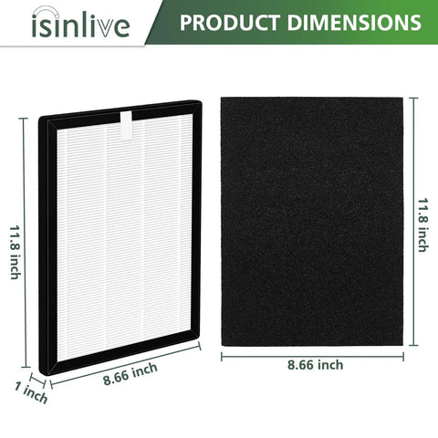 Dimensions and design details of HEPA Replacement Filters For VEVA ProHEPA 9000 Air Purifiers Keep Your Air Fresh And Clean, 2 Pack High Efficiency Filters Plus 8 Activated Carbon Pre Filters, Easy Fit Odor Control Fresh Air Boost