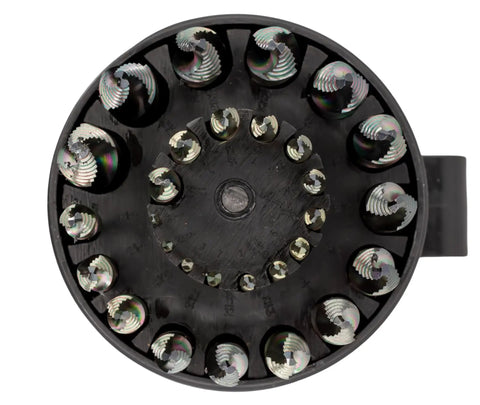 Top view of 29 Piece Stepped Point HSS Drill Bit Set From One Sixteenth Inch To Half Inch With Round Case 135 Degree Step Point