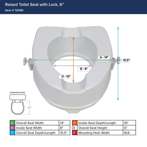 Premium Raised Toilet Seat With 6 Inch Lift Life Saver Standard White Easy Sit Or Stand Safe Bathroom Upgrade With Dimensions