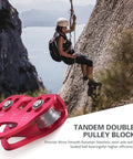 Beefed Up Zipline Pulley Trolley 30KN Double Sheave For Quarter, Five Sixteenths, Three Eighths, And Half Inch Cables aluminum