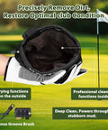 Hand holding Portable Golf Club And Ball Cleaner Bag With Waterproof Liner Mess Free On The Go Ball Washer Pouch for Golf Bags