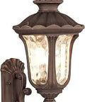 7656-58 Outdoor Wall Lantern With Hand Blown Amber Water Glass Shades In Imperial Bronze Finish Durable Aluminum Sconce