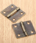 Antique Bronze Decorative Hinges For Wood Boxes And Cabinets, 38x34mm Butt Hinge Set, Vintage Drawer And Door Hardware, Two Pack, Easy Install