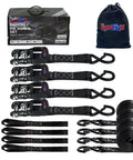 Heavy Duty Ratchet Tie Down Straps Built Like A Badass Workhorse With Rust Resistant Zinc Ratchets, 4 pack, 5280 lbs rating.