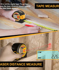 2 In 1 Laser Tape Measure With Auto Lock Magnetic Hook, 135 Ft Laser Range And 16 Ft Manual Tape, Pythagorean Area And Volume Calculations, Ft And In Plus Metric Units, Non Digital Handy Measuring Tool For Quick Precise Measurements. used on wood