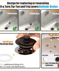 Slick Universal Bathtub Drain Stopper and Cover fits Lift and Turn Tip Toe Drains with O-Ring for easy swap and maintenance.