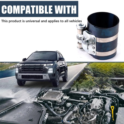 Piston ring compressor tool with blue and silver adjustable band for 2-1/8 to 7 inches, automotive engine use