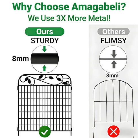 4 Panels 44In High By 12 Ft Long Heavy Duty Decorative Garden Fence Gate With Leaves Metal Wire Panels comparison diagram