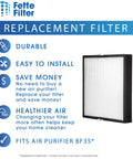 BF35 True HEPA H13 Replacement Filter For Classic Air Purifier Silver Carbon Pack Of 1 with durability and installation benefits.
