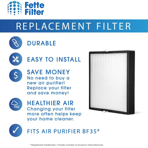 BF35 True HEPA H13 Replacement Filter For Classic Air Purifier Silver Carbon Pack Of 1 with durability and installation benefits.