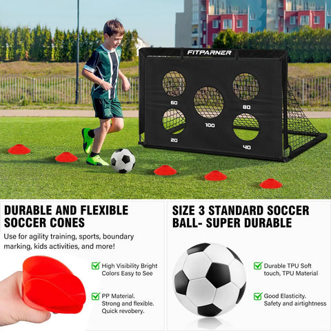 2 Pack 4x3 Ft Kids Soccer Goals For Backyard Practice Sesh Foldable Portable Soccer Nets With Target Ball And Cones Easy Storage