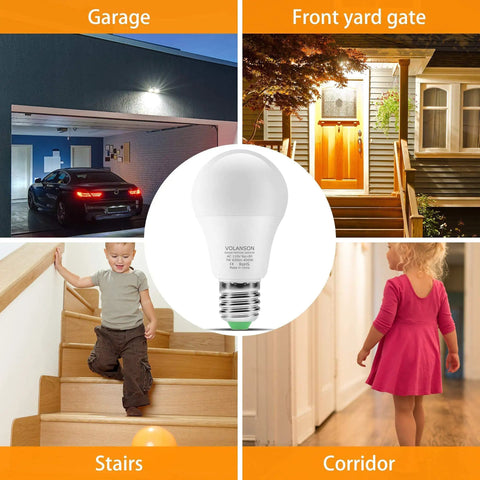 Radar Motion Sensor Light Bulb 800 Lumen Daylight LED For Indoor Outdoor Use Dusk To Dawn Motion Activated Security Lighting For Porch Garage Basement And Stairwell No Brainer Easy Install E26 A19 4500K