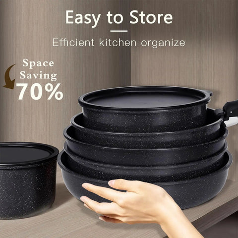 Ceramic Pots And Pans Set With Detachable Handle For Easy Cleanup Nonstick Cookware That Is PFAS Free PFOA Free PTFE Free Non Toxic Coating
