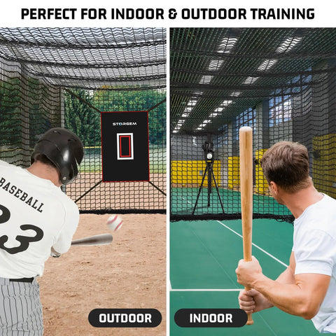 Heavy Duty Baseball Batting Cage Net With Door For Backyard And Indoor Practice, weather resistant polyester, no frame