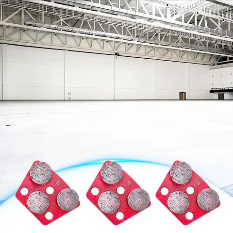 3 Piece Trapezoid Diamond Grinding Disc Set 30 Grit For Floor Grinding Pads Concrete Granite Marble Stone Polishing M9 Mounting Hole Includes Long Teeth Arrow Teeth And Cylindrical Teeth Red For Roughing And Smoothing Floors