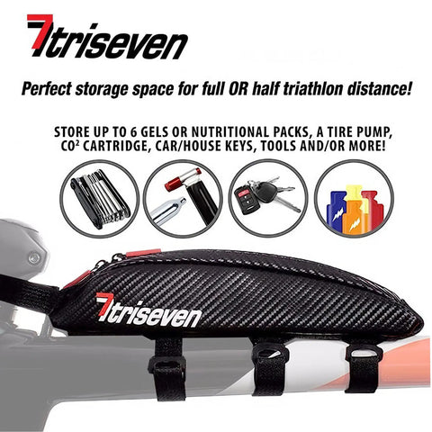 Triangle Bicycle Frame Bag Ride Ready For MTB And Road Bikes Lightweight Carbon Fabric Pouch with universal mounting straps.