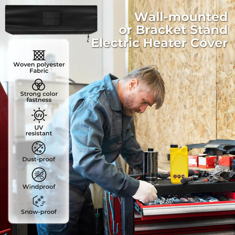 Heavy Duty Weatherproof Electric Patio Heater Cover With Remote Storage Bag, features woven polyester, UV resistant, wall or bracket use