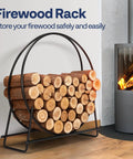 32 Inches Firewood Log Rack Hoop With Cover Built Tough Heavy Duty Solid Steel Storage Rack And Cover Set With Zipper Round Log Holder Ring near fireplace