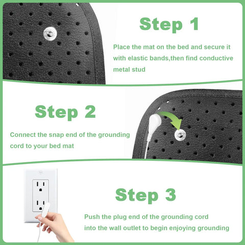 Installation steps for Grounding Bed Mat For Sleep And Recovery 54x78 Inch Grounding Mattress Pad Earth Connected Therapy Kit