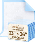 Tough On Spills Super Thick Disposable Underpads 23X36 Inches 100 Count stacked pads showcasing leak-proof design and absorbent material.
