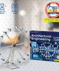 Architectural Engineering Kit for Kids and Teens with steel frame Ferris wheel model and box, hands-on STEM experiment set.