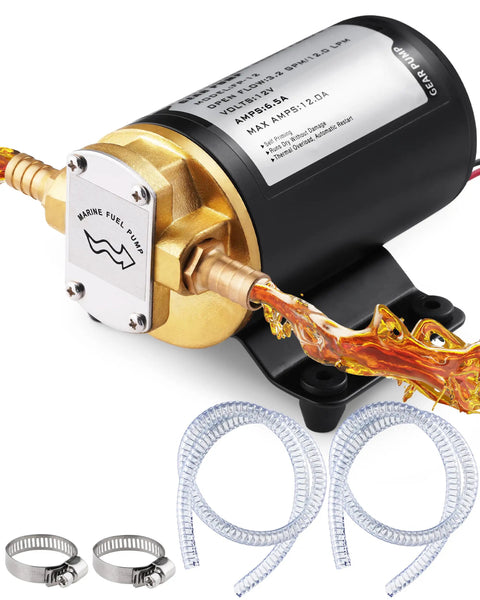 12V Oil Extractor Pump With 3.2 GPM Electric Gear Oil Transfer And Scavenge Pump, copper build with hoses and clamps