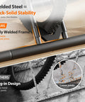 Comparison of welded steel frame with bike and rusted plug-in design on a Bike Floor Storage Rack For Garage And Outdoor Parking.