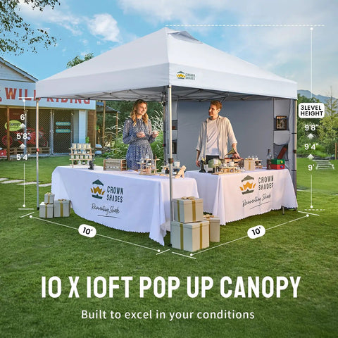 10x10 Pop Up Canopy Tent With One Button Easy Setup Center Lock No Fuss Instant Sun Shelter For Beach And Camp Portable Shade