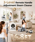Gevolcm G1 Pro Steam Cleaner With 3 Level Adjustable Handle And 18 Accessories White Portable Handheld Engine for cleaning carpet.