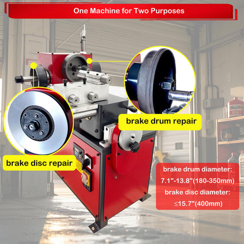 Heavy Duty Brake Drum And Rotor Lathe For Cars And SUVs With Variable Speed 0 To 140 RPM, Pro Grade Resurfacing Machine