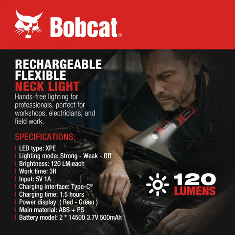 Man using Rechargeable Neck Light For Reading And Work, Hands Free Flexible LED Around Neck With 3 Modes while working on machinery