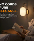 HAOFILM Battery Operated Wall Sconces Set of 2, 5000mAh Rechargeable Wireless Wall Sconce with Remote, Mid Century Modern no hardwire wall lights for bedside reading.