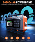 26800mAh power bank feature of 16-In-1 8000A Car Jump Starter With Air Compressor 160 PSI displayed with USB ports