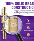 Easy Connect Garden Hose Repair Kit With Built In Quick Connects 1/2 Inch Barbs, magnified view showing brass construction.