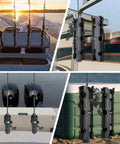 4 Pack Boat Fishing Rod Holder Set Wall Mount Tube Rod Holders with screws and 8 ball bungees on boat, trailer, cooler.