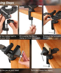 Installation steps for Universal Bench Vise Clamp On Tool With 3.15 Inch Jaw And 360 Degree Swivel Base for woodworking projects.