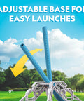 Adjustable base of the air rocket launcher kit for easy jumps, featuring glow in the dark foam rockets with 0 to 90 degrees flexibility.