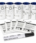 Keep Your Card Printer Slick And Fresh With This Top Shelf Maintenance Rig Packing Five ACR-DB Adhesive Rollers, Five No Fuss Cleaning Cards, And One Precision Wiper Tool For Flawless Sp35 55 75 Series Runs, featuring cleaning tools and instructions.