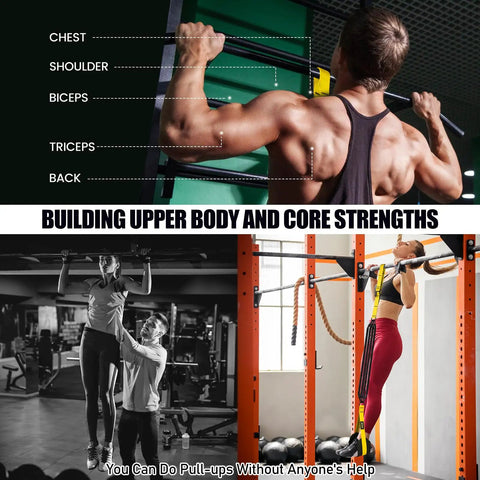 Heavy Duty Pull Up Assistance Bands 260lbs for at home workouts with adjustable nylon straps for door frame bars installation