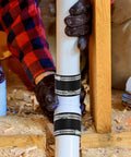 Hands installing Four Pack 4 Inch Flexible Dust Collection Cuffs With PVC Rubber Vacuum Hose Connectors And Stainless Steel Clamps