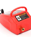 Straight Up Slick Pneumatic Vacuum Pump For Auto Air Conditioning Service Heavy Duty Design, red body with handle and connection port.