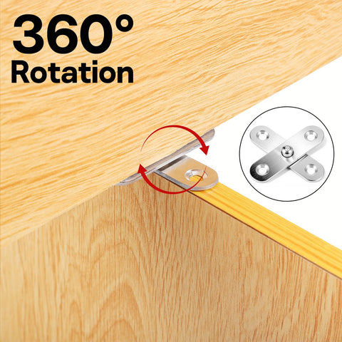 20 Pack Pivot Hinge With 360 Degree Rotation Hidden Door Hinge 2.2 Inch By 0.6 Inch Stainless Steel installed on wood furniture.