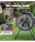 Beefy Dual Chamber 43 Gallon Compost Tumbler With Rotating Design And Two Doors, Heavy Duty Steel Frame in garden setting
